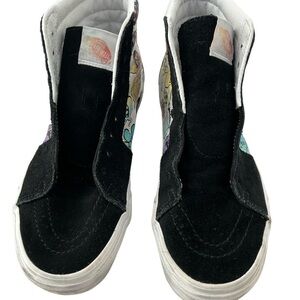 Vans Black and White High-Top Sneakers with Suede Finish